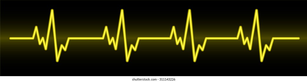 pulse heart glossy web icon on dark yellow background. Light Abstract Technology background for computer graphic website and internet.