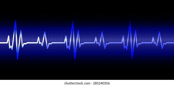 pulse heart glossy web on dark blue background. Light Abstract Technology background for computer graphic website and internet.