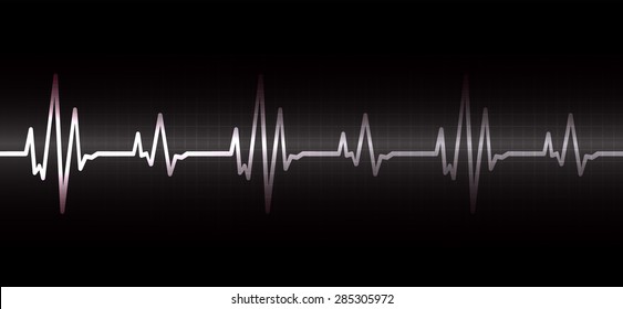 pulse heart glossy web on dark black background. Light Abstract Technology background for computer graphic website and internet.