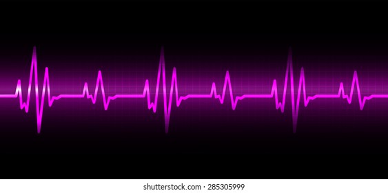 pulse heart glossy web on dark purple background. Light Abstract Technology background for computer graphic website and internet.