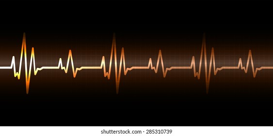 pulse heart glossy web on dark brown background. Light Abstract Technology background for computer graphic website and internet.