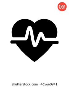Pulse of heart Icon Flat Style Isolated Vector Illustration