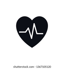 Pulse and heart icon logo template