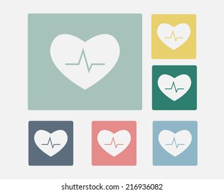 Pulse Heart Icon Symbol Vector Set