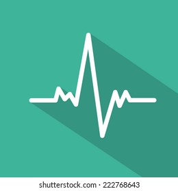 Pulse heart rate flat icons with long shadow. Vector illustration eps10.