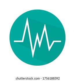 Icono del vector de frecuencia cardíaca de impulso en estilo plano con sombra larga.