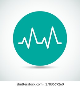 Pulse Heart Rate Vector Icon in flat style with shadow. Heart monitor line icon. Frequency wave. Beat. Health check.Heart check