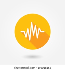 Pulse Heart Rate Vector Icon in flat style with long shadow