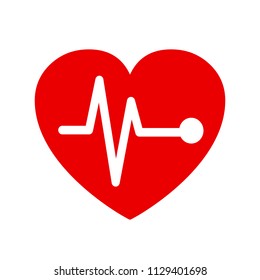 Pulse in heart sign - stock vector
