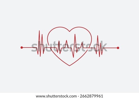 pulse of the heart.  White and red.  A vector rhythm with just one heart line is called 