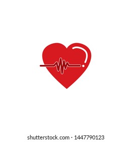 Pulse Heartbeat icon vector. Heartbeat logo illustration. Flat design style on white background.