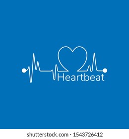 Pulse or heartbeat linear icon. Modern outline Pulse logo concept for Health and Medical porpuses. Stock Vector illustration isolated on blue background.