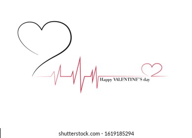 pulse heartbeat valentines day vector illustration