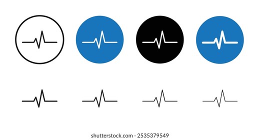 Pulse icon Black line art vector logo set