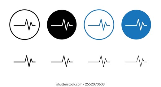 Pulse icon Black and white outline vector