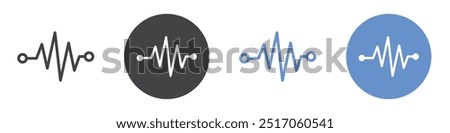 Pulse icon flat line symbol set.