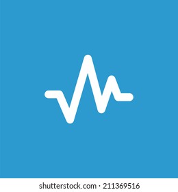 pulse icon, isolated, white on the blue background. Exclusive Symbols 