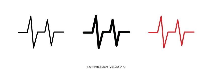 Pulse icon, pulse line vector, stroke and fill isolated on white background for mobile apps and web