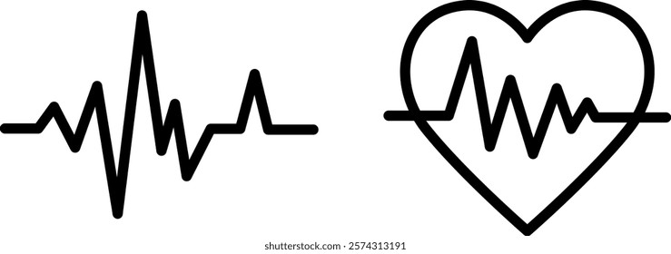 "Pulse Icon - Minimalist Line Art of Heartbeat Symbol in Motion"