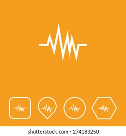 Pulse Icon on Flat UI Colors with Different Shapes. Eps-10.