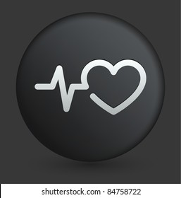 Pulse Icon on Round Black Button Collection Original Illustration
