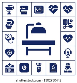  pulse icon set. 17 filled pulse icons.  Simple modern icons about  - Pharmacy, Stethoscope, Operating table, Health, Blood pressure, Cardiogram, Voice recorder, Beats pill, Electrocardiogram