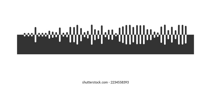 Pulse icon. Signal sign. Sound wave pictogram. Voice message, audio file, voicemail symbol isolated on white background. Online messenger, radio, podcast, player graphic element. Vector illustration