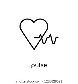 Pulse icon. Trendy modern flat linear vector Pulse icon on white background from thin line Health and Medical collection, editable outline stroke vector illustration