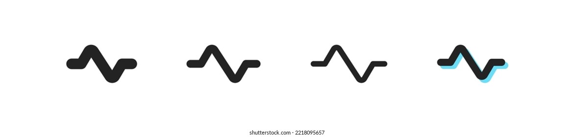 Icono de impulso. Símbolo de latido del vector. Sencillos signos de contorno de latido cardíaco. Señal de la web de presión. Conjunto de elementos cardiovasculares. botón Forma de onda. Ritmo, cuidado, cardiología, ecg, ekg, batir iconos planos