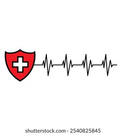 Vetor de ícone de pulso. Sinal de ilustração de pulsação. Símbolo de ritmo cardíaco. Logo da cardiologia.