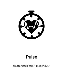 Pulse icon vector isolated on white background, logo concept of Pulse sign on transparent background, filled black symbol