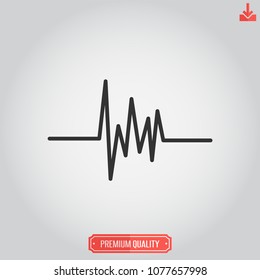 Pulse icon,heartbeat vector,cardiogram sign isolated on grey background, simple rhythm illustration for graphic design, web and mobile platforms.