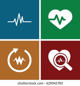 Pulse icons set. set of 4 pulse filled icons such as heartbeat