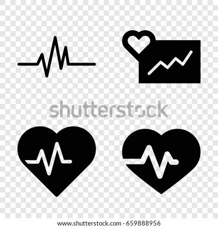 Pulse icons set. set of 4 pulse filled icons such as heartbeat