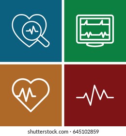 Pulse icons set. set of 4 pulse outline icons such as heartbeat