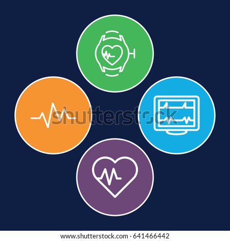 Pulse icons set. set of 4 pulse outline icons such as heartbeat