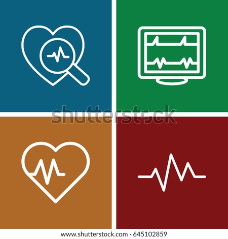 Pulse icons set. set of 4 pulse outline icons such as heartbeat