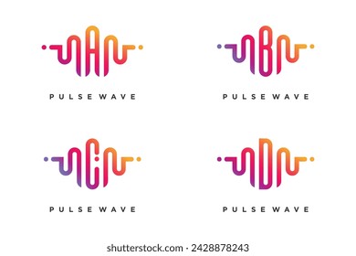 Pulse with letter A, B, C, D design element vector icon concept