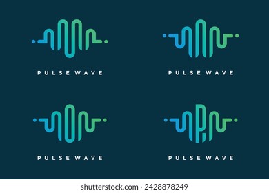 Pulse with letter M, N, O, P design element vector icon concept