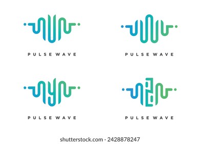 Pulse with letter V, W, X, Y design element vector icon concept