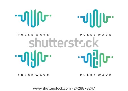 Pulse with letter V, W, X, Y design element vector icon concept