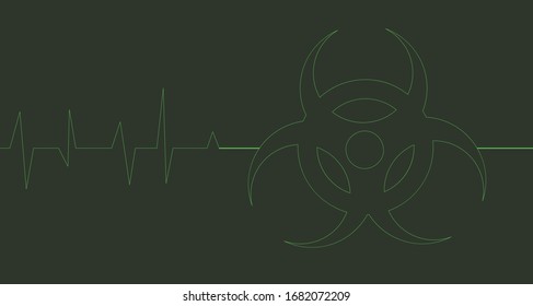 El pulso del soporte vital con el signo del virus