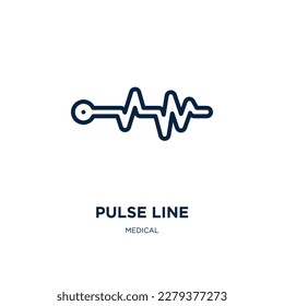 pulse line icon from medical collection. Thin linear pulse line, pulse, health outline icon isolated on white background. Line vector pulse line sign, symbol for web and mobile