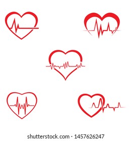 Pulse line ilustration vector template red