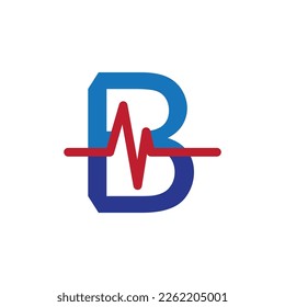 Diseño plano del icono del logotipo de la letra inicial de la línea de impulsos