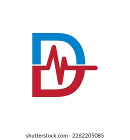 Pulse line initial letter logo icon flat design