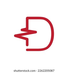 Pulse line initial letter logo icon flat design
