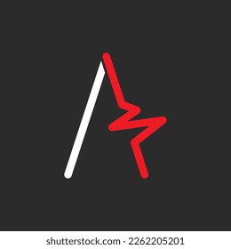 Pulse line initial letter logo icon flat design