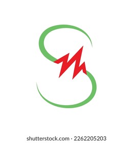 Pulse line initial letter logo icon flat design
