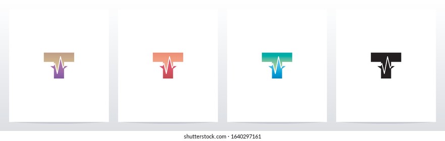 Pulse Line On Letter Logo Design T